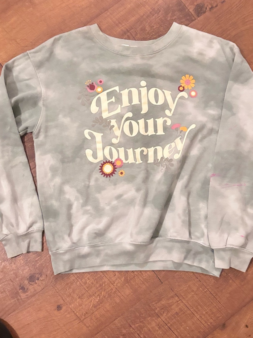 Wound Up Sage Green 'Enjoy Your Journey' Floral Sweatshirt